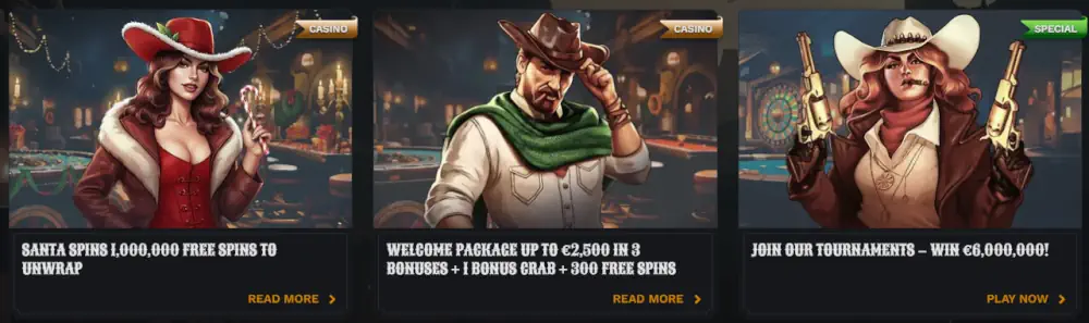 Vítací bonusový balíček Wildsino a propagační nabídky Santa Spins